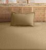 Brown Cotton 210TC Striped Single Bedsheet with 1 Pillow Cover