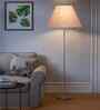 Grey Cotton Conical Shade Steel Floor Lamp Steel Base