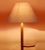 Grey Cotton Conical Wooden Floor Lamp