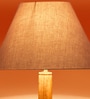 Grey Cotton Conical Wooden Floor Lamp