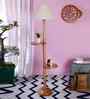 Grey Cotton Conical Wooden Floor Lamp
