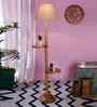 Grey Cotton Conical Wooden Floor Lamp
