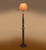 Grey Cotton Conical Wooden Floor Lamp