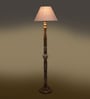Grey Cotton Conical Wooden Floor Lamp
