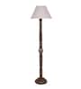Grey Cotton Conical Wooden Floor Lamp