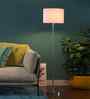 Grey Cotton Drum Shade Steel Floor Lamp Steel Base