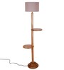 Grey Cotton Drum Wooden Floor Lamp