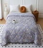 Grey Cotton Floral 350 GSM Double Bed Reversible Quilted Comforter