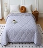 Grey Cotton Floral 350 GSM Double Bed Reversible Quilted Comforter