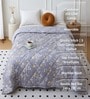 Grey Cotton Floral 350 GSM Double Bed Reversible Quilted Comforter
