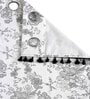 Grey Cotton Floral 7Ft Light Filtering Eyelet (Set Of 2) Door Curtains