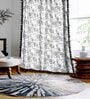 Grey Cotton Floral 9Ft Light Filtering Eyelet (Set Of 2) Long Door Curtains