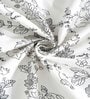 Grey Cotton Floral 9Ft Light Filtering Eyelet (Set Of 2) Long Door Curtains