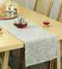 Grey Cotton Floral Table Runner