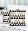 Grey Geometric Cotton 16 x 16 Inches Cushion Covers (Set of 2)