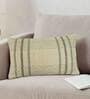 Green Woven Cotton 24 x 16 Inches Cushion Cover