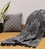 Grey Cotton Geometric 60 X 50 Inches Throw