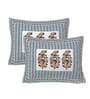 Grey 220 TC Cotton Traditional 28 x 18 Inch inches Pillow Covers (Pack of 2)