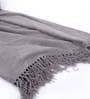 Jessica Grey Cotton Solid 70X51 Inch Self Textured Throw