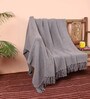 Grey Solid Cotton 56x66 Inches Sofa Throw