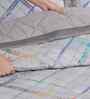 Grey Cotton Polyester Geometric Print 121 GSM Double Bed Quilt