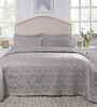 Grey Cotton Polyester Solid & Self Design 145 GSM Double Bed Quilt