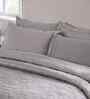 Grey Cotton Polyester Solid & Self Design 145 GSM Double Bed Quilt