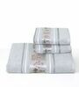 Grey Cotton Printed  460 GSM Bath & Hand Towels 3Pcs Bath And Hand Towels