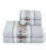 Grey Cotton Printed  460 GSM Bath & Hand Towels 4Pcs Bath And Hand Towels