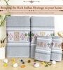 Grey Cotton Printed  460 GSM Bath & Hand Towels 4Pcs Bath And Hand Towels