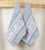 Grey Cotton Printed  460 GSM Hand Towels Pack of 2