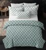 Green Cotton Pritned 300TC Super King Bedsheet with 2 Coordinate Pillow Covers