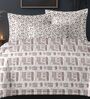 Grey Cotton Pritned 300TC Super King Bedsheet with 2 Coordinate Pillow Covers