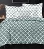 Green Cotton Pritned 300TC Super King Bedsheet with 2 Coordinate Pillow Covers
