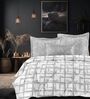 Grey Cotton 210TC Printed All Weather Double 150GSM Bedding Set 1 Comforter 1 Bedsheet 2 Pillow Covers