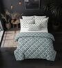 Green Cotton 210TC Printed All Weather Double 150GSM Bedding Set 1 Comforter 1 Bedsheet 2 Pillow Covers