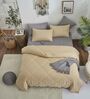 Brown Cotton 210TC Solid Plain All Weather Double 150GSM Bedding Set 1 Comforter 1 Bedsheet 2 Pillow Covers