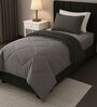 Grey Cotton 210TC Solid Plain All Weather Single 150GSM Reversible Comforter