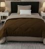 Brown Cotton 210TC Solid Plain All Weather Single 150GSM Reversible Comforter