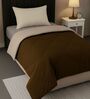 Brown Cotton 210TC Solid Plain All Weather Single 150GSM Reversible Comforter
