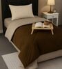 Brown Cotton 210TC Solid Plain All Weather Single 150GSM Reversible Comforter