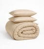 Brown Cotton 210TC Solid Plain Heavy Winter Double 400GSM Bedding Set 1 Comforter 1 Bedsheet 2 Pillow Covers