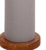 Grey Cotton Shade Column Floor Lamp With Wood Base