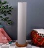 Grey Cotton Shade Column Floor Lamp With Wood Base