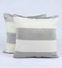 Set of 2 Geometric Pattern Cotton Grey Cushion Covers 16 x 16 inches