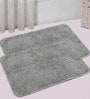 Grey Solid Cotton 24x16 Inches AntiSkid Bath Mats (Set of 2)
