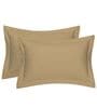 Brown Cotton Solid 210TC Plain Set of 2 Pillow Covers