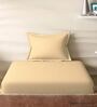 Brown Cotton Solid 210TC Plain Single Bedsheet with 1 Pillow Cover
