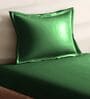 Green Cotton Solid 210TC Plain Single Bedsheet with 1 Pillow Covers