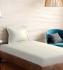 White Cotton Solid 210TC Plain Single Bedsheet with 1 Pillow Cover